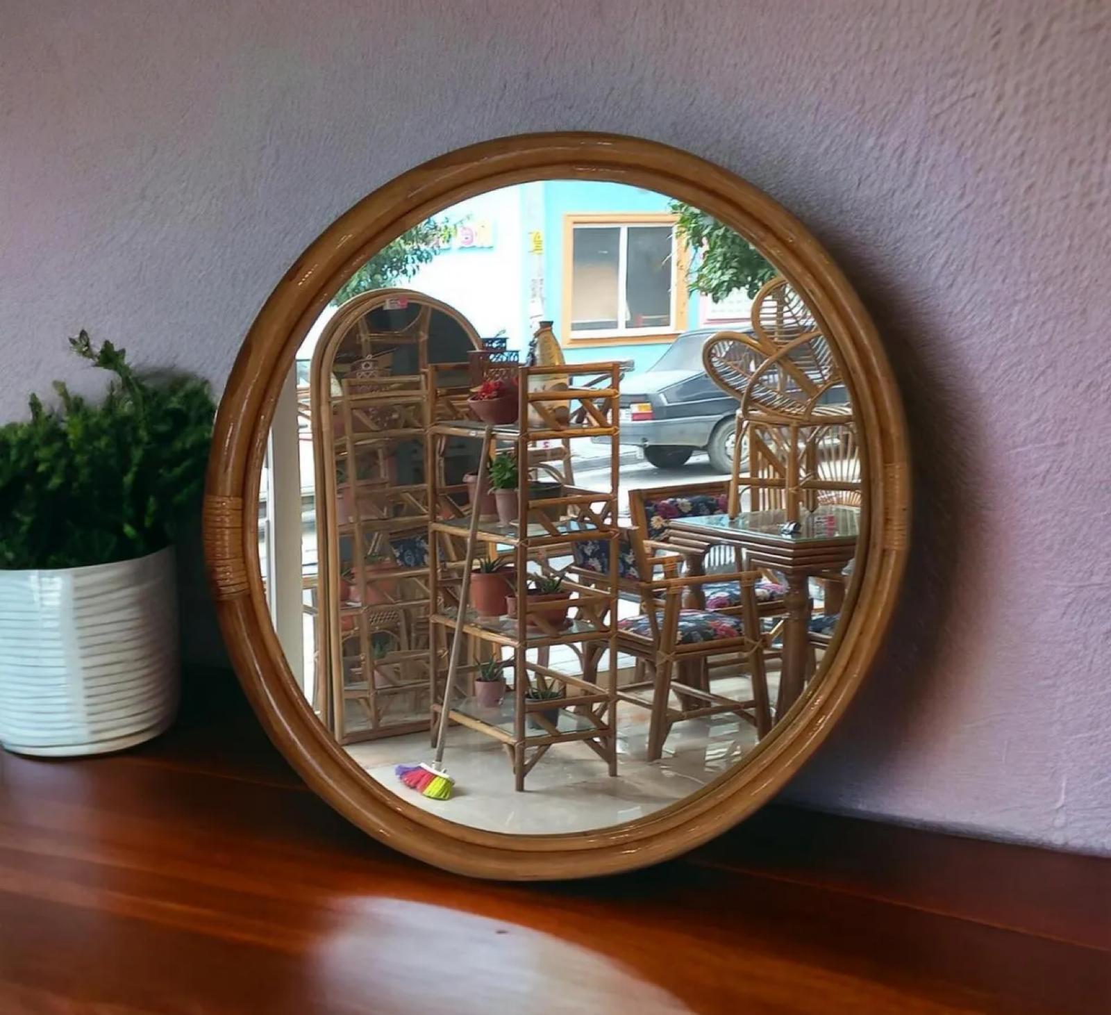 Bamboo Round Mirror 70 cm