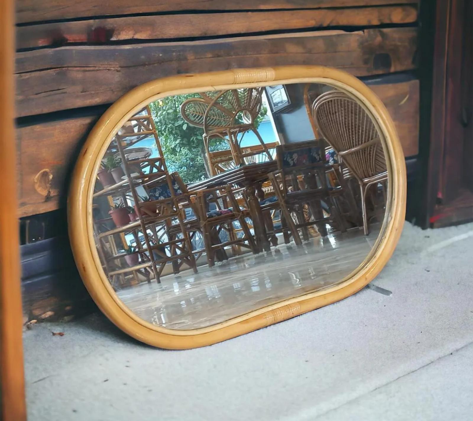 BAMBOO OVAL MIRROR 56x90